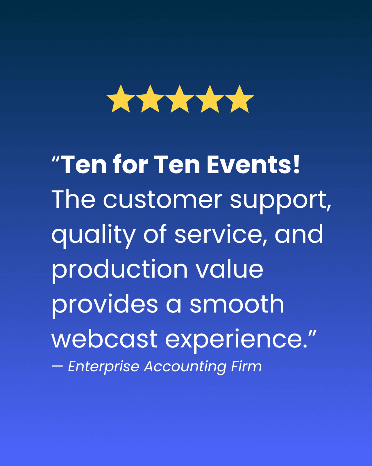 Ten Events client testimonial