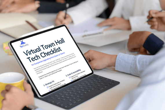 Cover of virtual town hall checklist on ipad screen